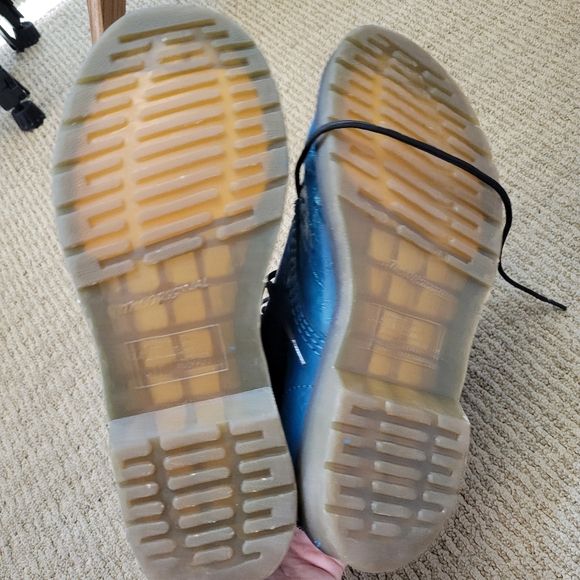 Y2K turquoise leather flower embossed Pascal combat boot dr martens docs htf - Picture 8 of 16